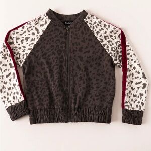Kidpik Leopard Colorblock Velour Stripe Jacket sz 10